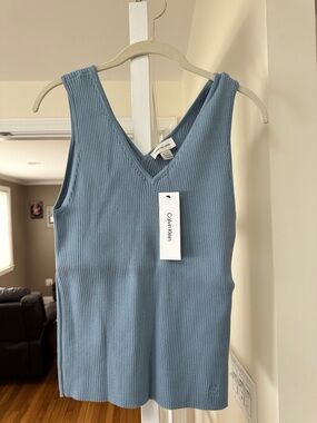Calvin Klein Ribbed V-Neck Tank - Light Blue